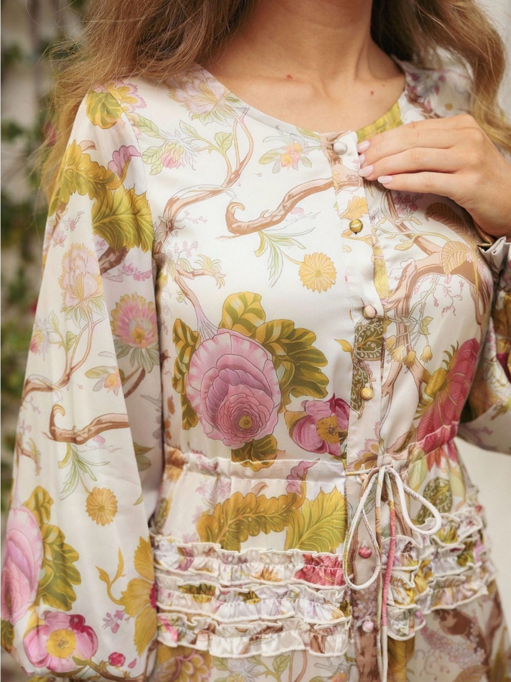 Dainty Jewells Pink & Cream Floral Button-Front Robe